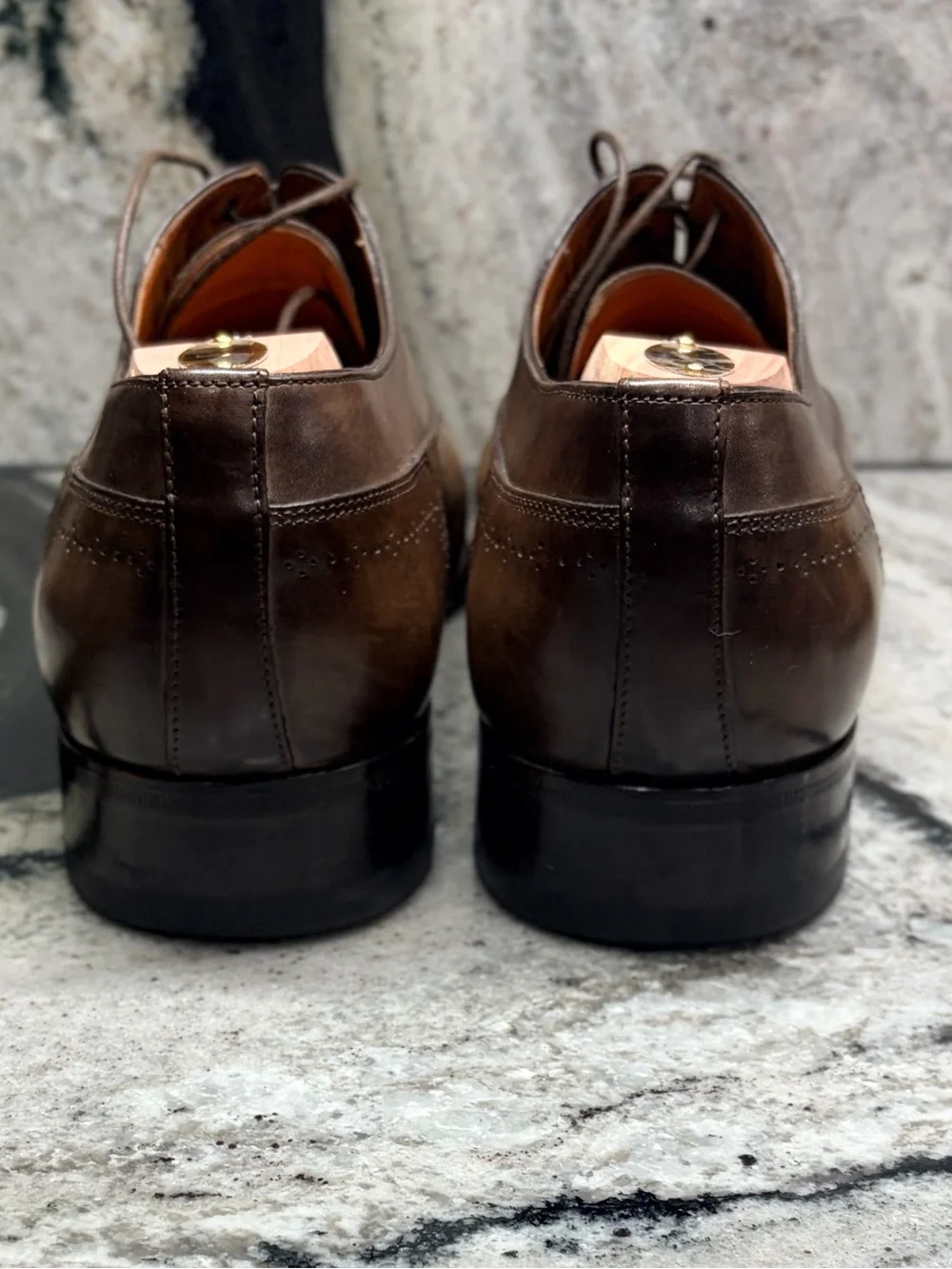 Santoni Fatte a Mano Cap Toe Oxford Shoes 10.5 D US Hand Burnished Made in Italy